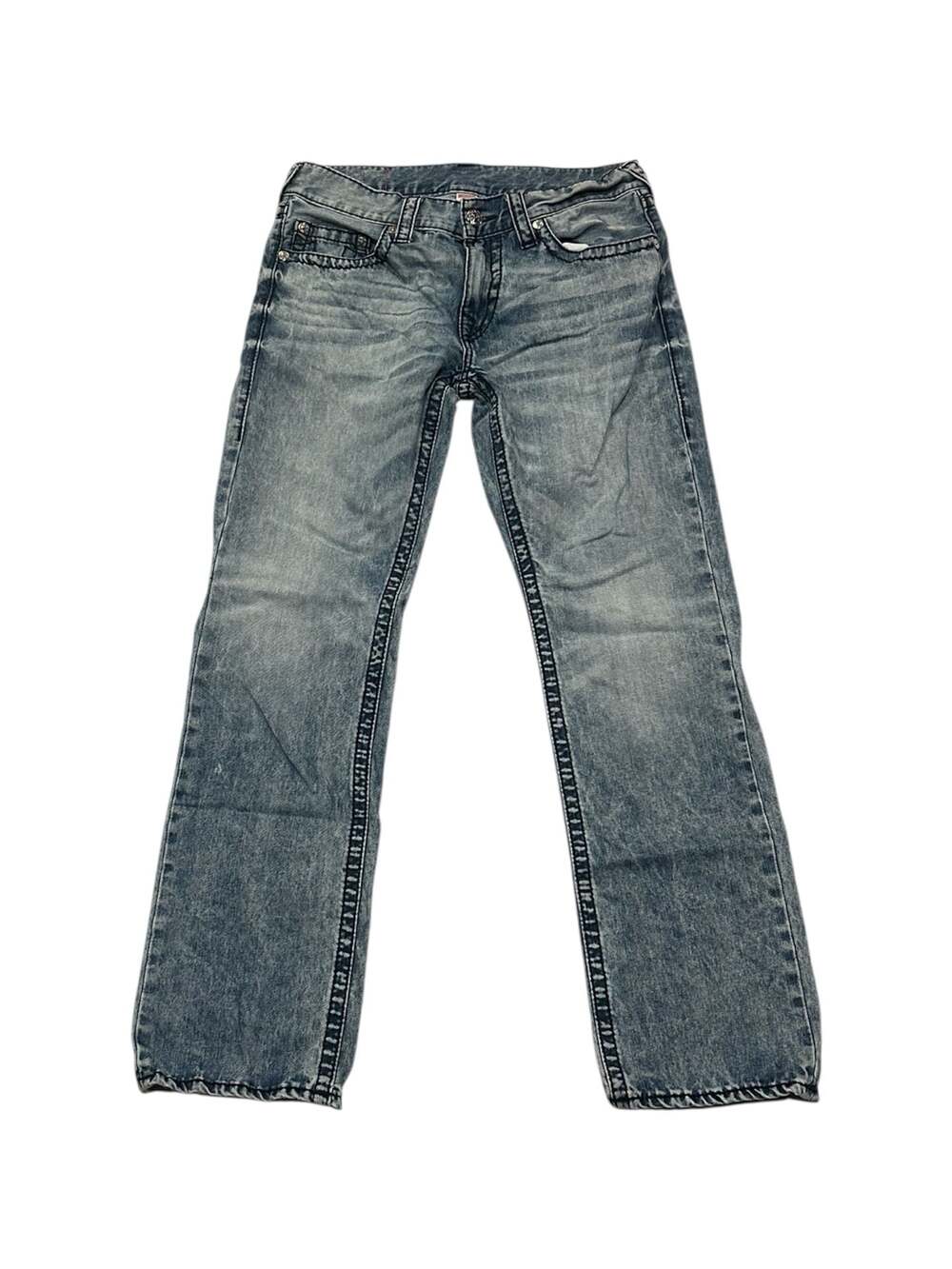 True Religion Men's Section Straight Acid Wash Denim Jeans Size 33